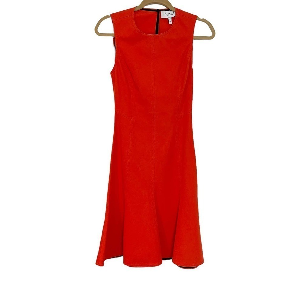 Derek Lam 10 Crosby Paneled Back Cut Out Fit-and-Flare Dress Bright Coral Size 0 - Picture 3 of 10